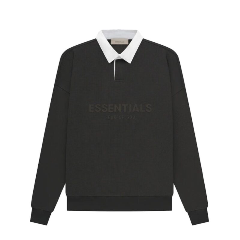 Fear of God Essentials Henley Rugpy Polo - Off Black