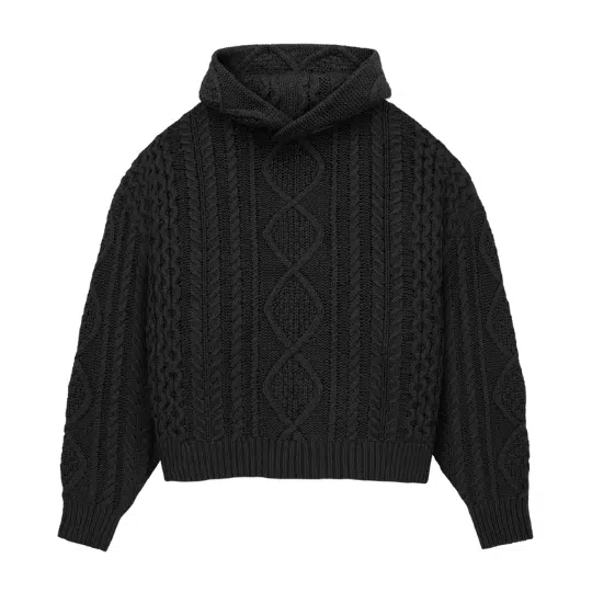 Fear Of God Essentials Cable Knit Hoodie Jet Black