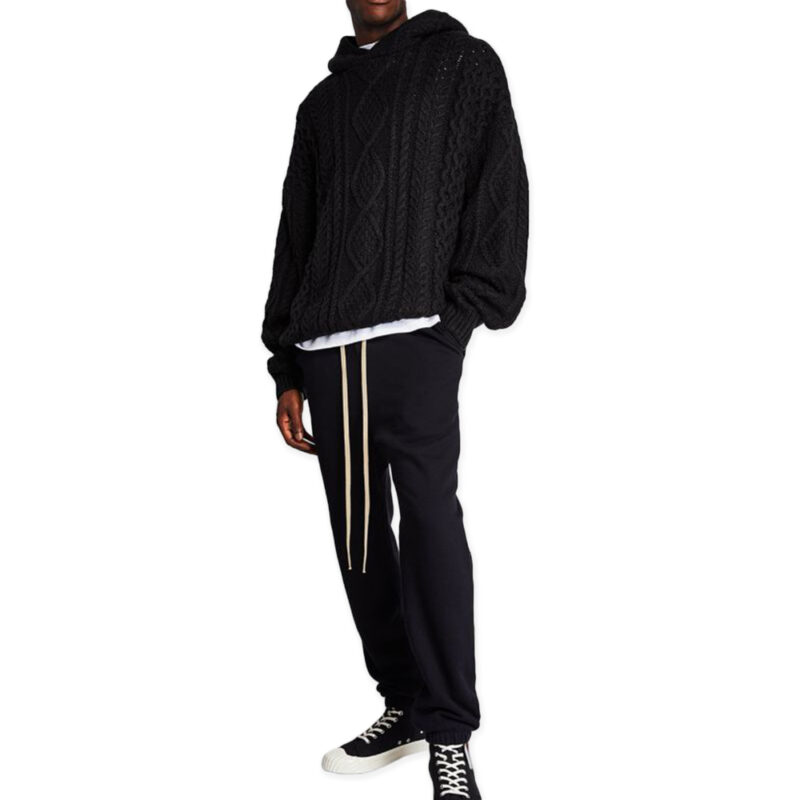 Fear Of God Essentials Cable Knit Hoodie Jet Black (5)