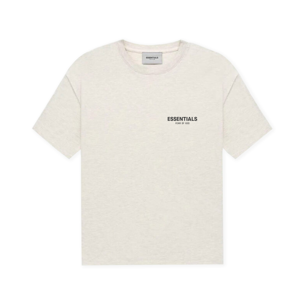 Fear of God Essentials Logo T-Shirt – Heather Light Oatmeal